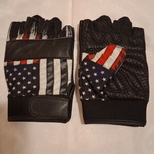 Men's Black and Multicolor Flag Design Gloves Biker Driving Motorcycle Medium